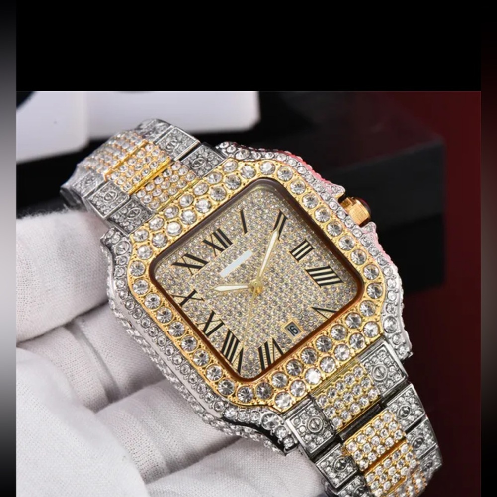 Cartier Silver Watch with Blue Accents